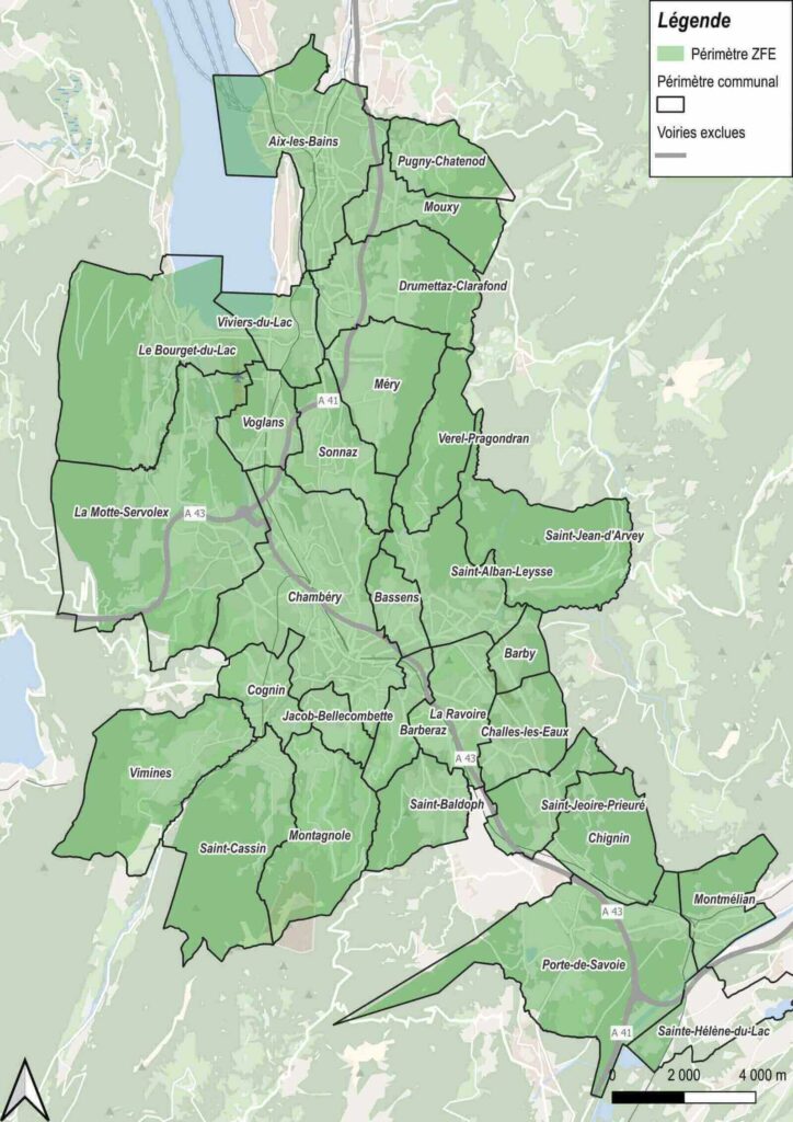 ZFE low emission zone Chambery map